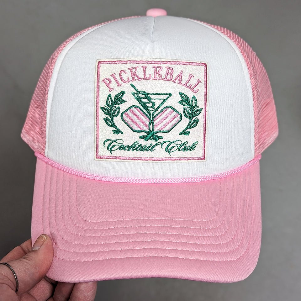 Pickleball Cocktail Club Embroidered Glitter HAT/POCKET - The Edit LLC