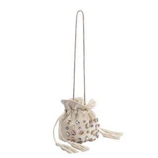 Starla Ivory Vegan Leather Jewel Top Handle