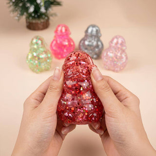 12PCS - Glitter Christmas Santa Squeeze Squishy Stress Relief Toy - The Edit LLC