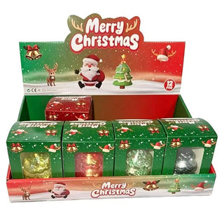 12PCS - Glitter Christmas Santa Squeeze Squishy Stress Relief Toy - The Edit LLC