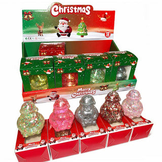 12PCS - Glitter Christmas Santa Squeeze Squishy Stress Relief Toy - The Edit LLC