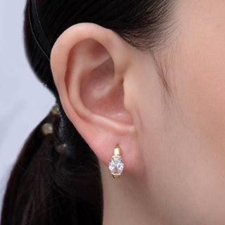 14K Gold Filled 17.3mm Clear CZ Oval Solitaire Cartilage Huggie Earrings | Earrings-00090 - The Edit LLC