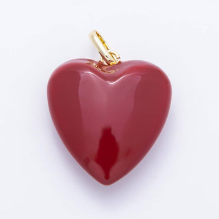 16K Gold Filled 36mm Colorful Glossy Enamel Puffy Heart Pendant | Charms-01668 - Charms-01675: Baby Blue - The Edit LLC