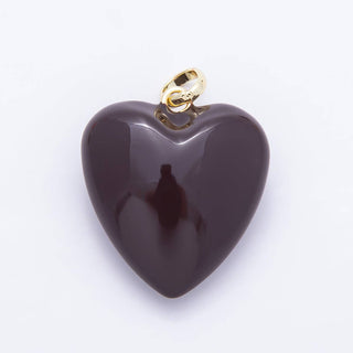 16K Gold Filled 36mm Colorful Glossy Enamel Puffy Heart Pendant | Charms-01668 - Charms-01675: Baby Blue - The Edit LLC
