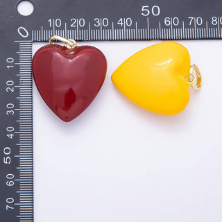 16K Gold Filled 36mm Colorful Glossy Enamel Puffy Heart Pendant | Charms-01668 - Charms-01675: Baby Blue - The Edit LLC