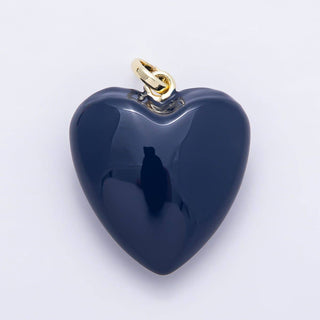 16K Gold Filled 36mm Colorful Glossy Enamel Puffy Heart Pendant | Charms-01668 - Charms-01675: Baby Blue - The Edit LLC