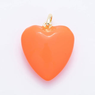 16K Gold Filled 36mm Colorful Glossy Enamel Puffy Heart Pendant | Charms-01668 - Charms-01675: Baby Blue - The Edit LLC