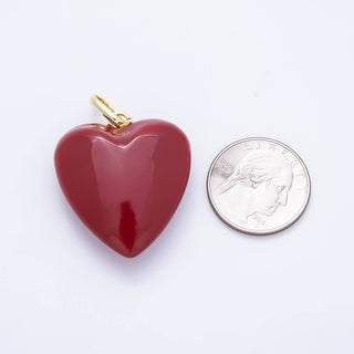 16K Gold Filled 36mm Colorful Glossy Enamel Puffy Heart Pendant | Charms-01668 - Charms-01675: Baby Blue - The Edit LLC