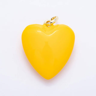 16K Gold Filled 36mm Colorful Glossy Enamel Puffy Heart Pendant | Charms-01668 - Charms-01675: White - The Edit LLC
