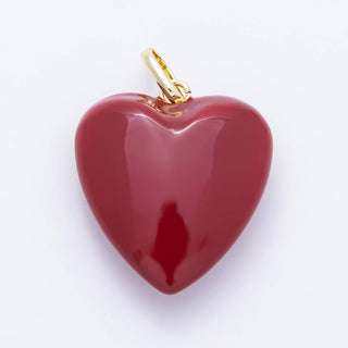 16K Gold Filled 36mm Colorful Glossy Enamel Puffy Heart Pendant | Charms-01668 - Charms-01675: White - The Edit LLC