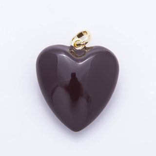 16K Gold Filled 36mm Colorful Glossy Enamel Puffy Heart Pendant | Charms-01668 - Charms-01675: White - The Edit LLC
