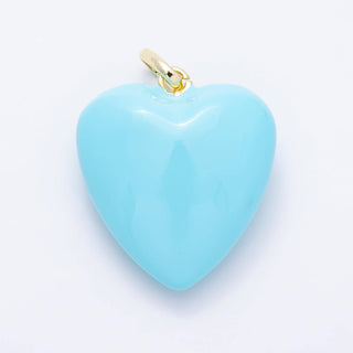 16K Gold Filled 36mm Colorful Glossy Enamel Puffy Heart Pendant | Charms-01668 - Charms-01675: White - The Edit LLC