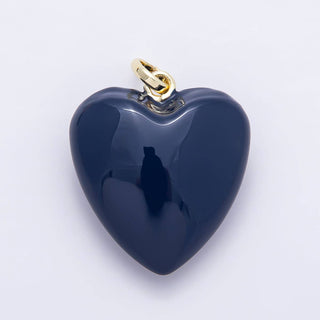 16K Gold Filled 36mm Colorful Glossy Enamel Puffy Heart Pendant | Charms-01668 - Charms-01675: White - The Edit LLC
