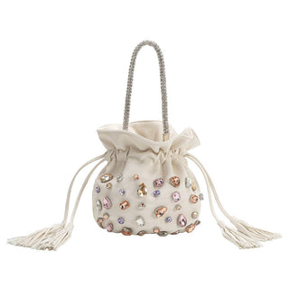Starla Ivory Vegan Leather Jewel Top Handle