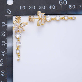18K Gold Filled 42.5mm Clear CZ Butterfly Drop Stud Earrings | Earrings-00047 - The Edit LLC