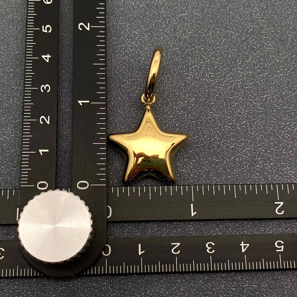 18K Gold Plated SS Glossy Star Charm Huggie Earrings - FGS/MS: Golden - The Edit LLC