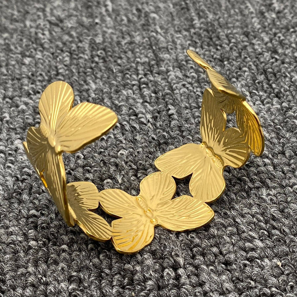 18K Gold Plated Stainless Steel Butterfly Cuff - FGS - The Edit LLC