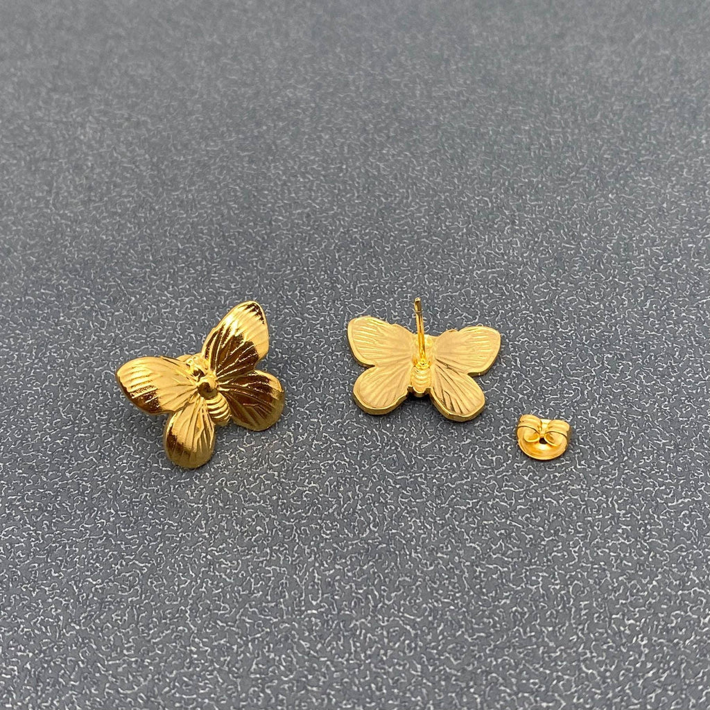 18K Gold Plated Stainless Steel Butterfly Ear Studs - FGS - The Edit LLC
