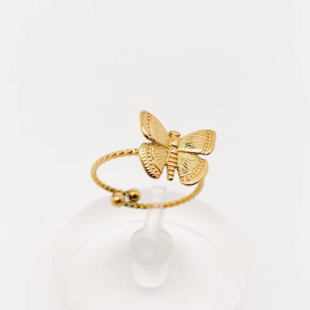 18K Gold Plated Stainless Steel Butterfly Ring - FGS - The Edit LLC