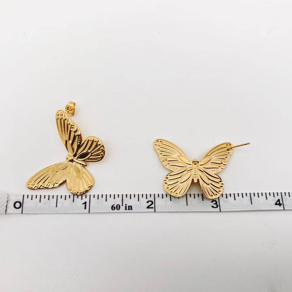 18K Gold Plated Stainless Steel Large Butterfly Earrings - FGS - The Edit LLC