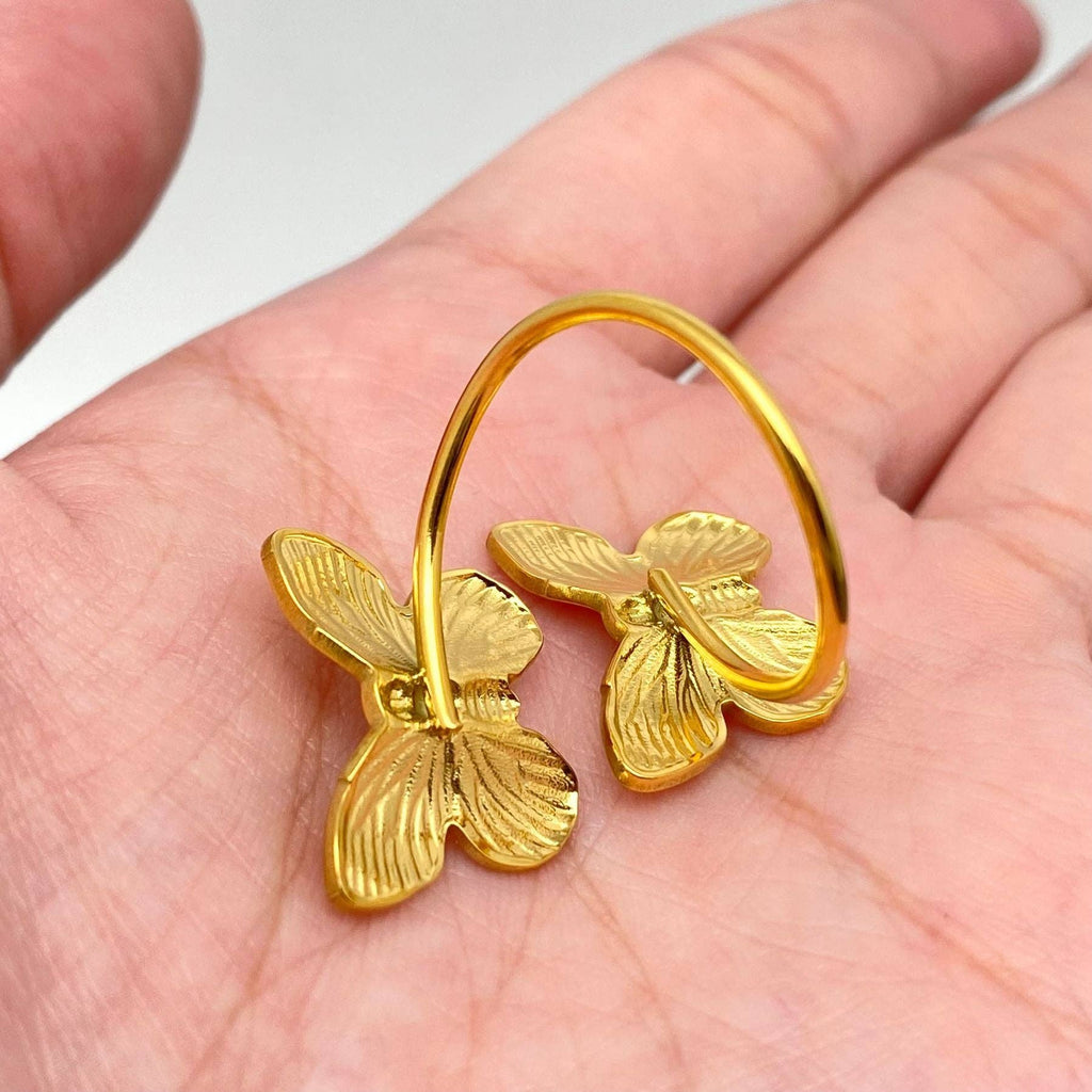 18K Gold Plated Steel Adjustable Double Butterfly Ring - FGS - The Edit LLC