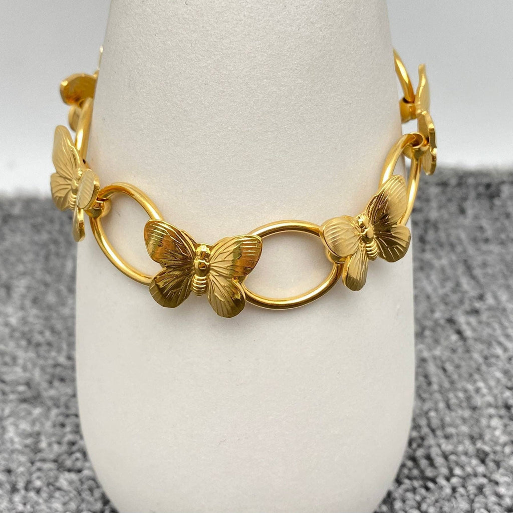 18K Gold Plated Steel Butterfly Linked Bracelet - FGS - The Edit LLC
