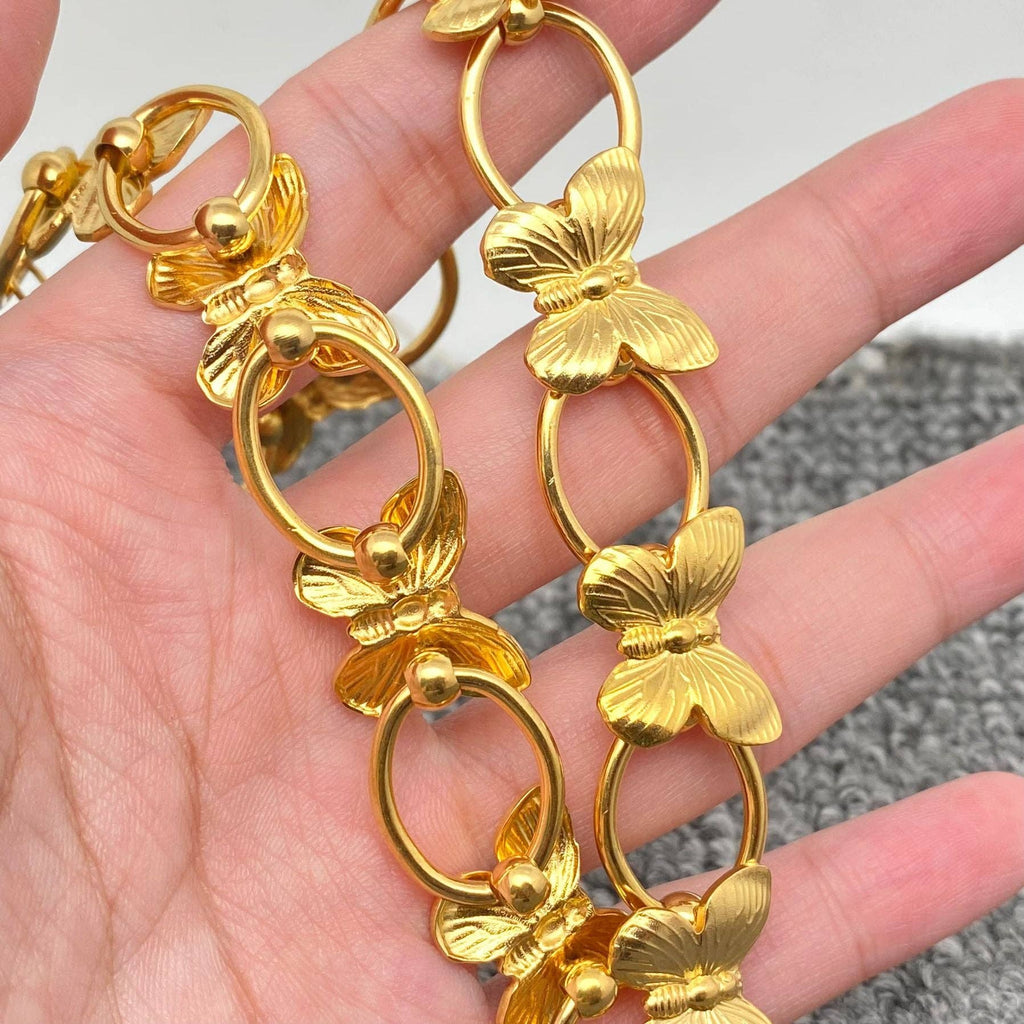 18K Gold Plated Steel Butterfly Linked Necklace - FGS - The Edit LLC