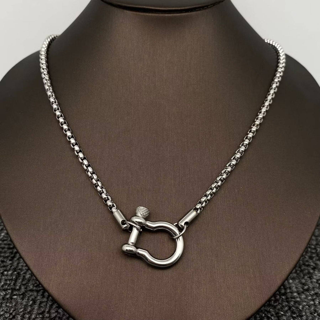 18K Golden S.Steel Horseshoe Buckle Charm Necklace - FGS: Golden - The Edit LLC