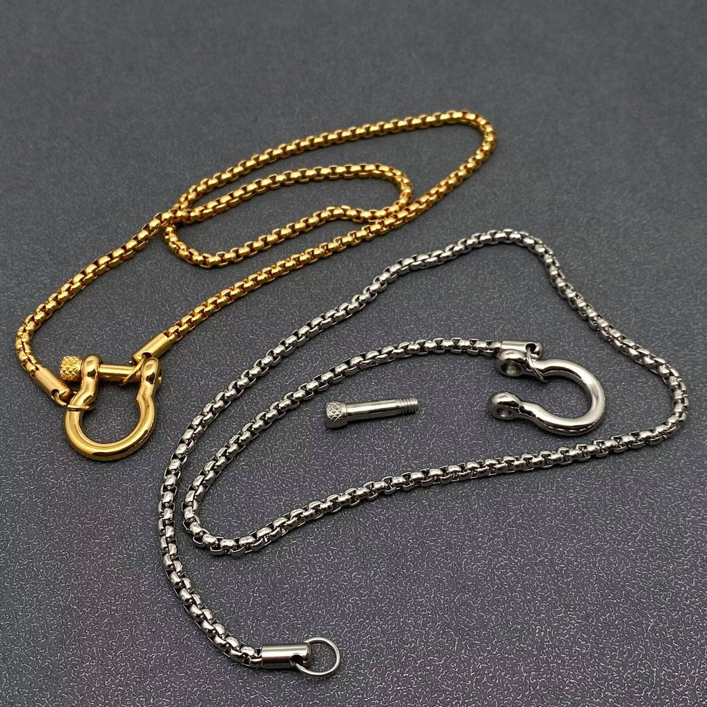 18K Golden S.Steel Horseshoe Buckle Charm Necklace - FGS: Golden - The Edit LLC