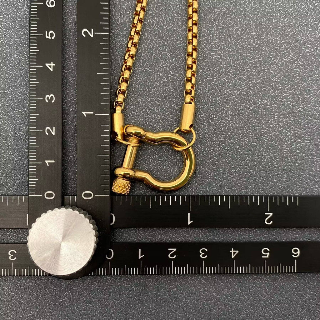 18K Golden S.Steel Horseshoe Buckle Charm Necklace - FGS: Golden - The Edit LLC