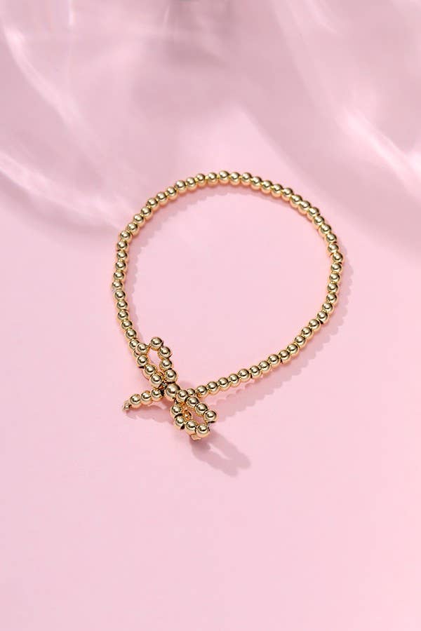 18K STAINLESS STEEL TARNISH FREE BOW BRACELET | 40B122: Gold - The Edit LLC