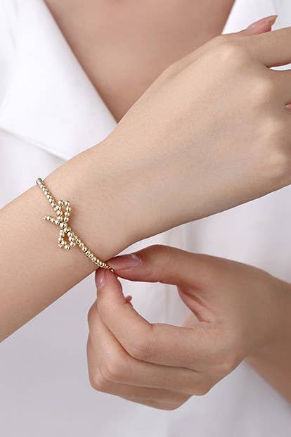 18K STAINLESS STEEL TARNISH FREE BOW BRACELET | 40B122: Gold - The Edit LLC