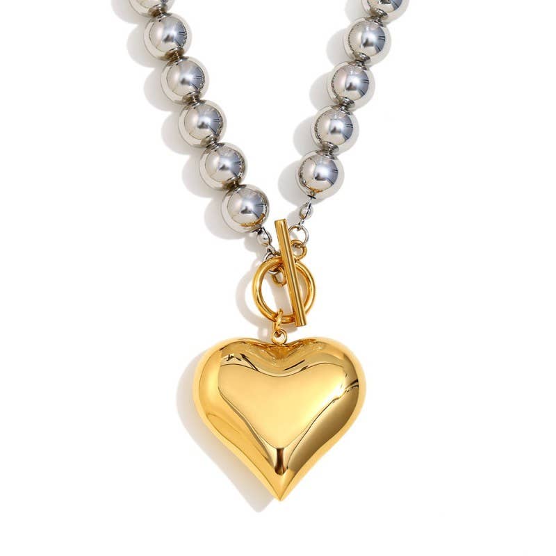 18K Stainless Steel Tarnish Free Waterproof Neck | 40NK9505: TWO TONE - The Edit LLC