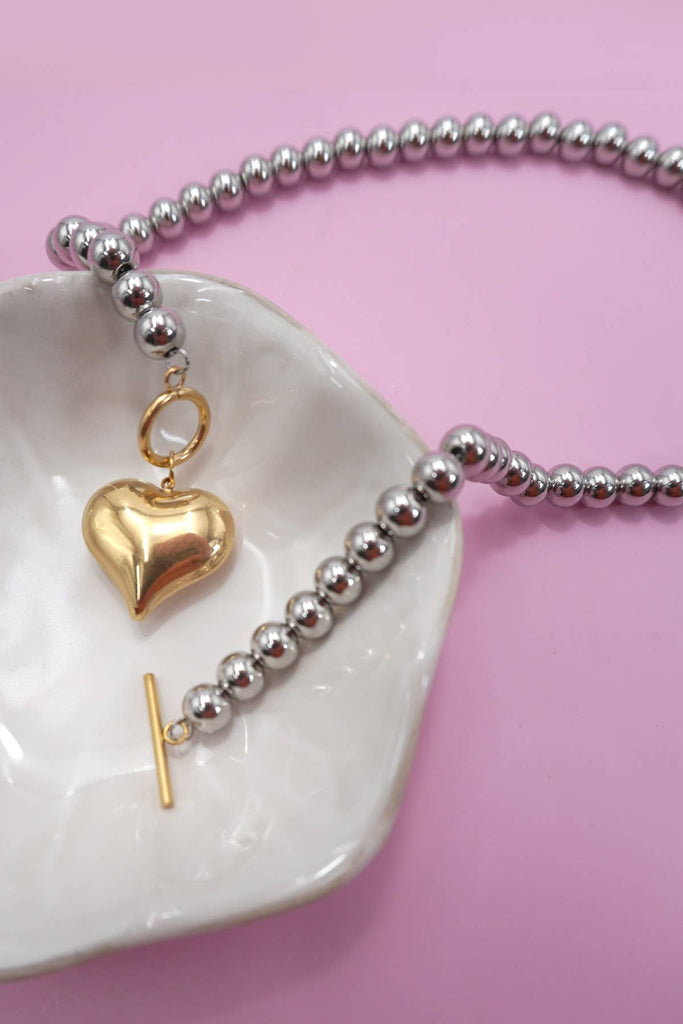 18K Stainless Steel Tarnish Free Waterproof Neck | 40NK9505: TWO TONE - The Edit LLC