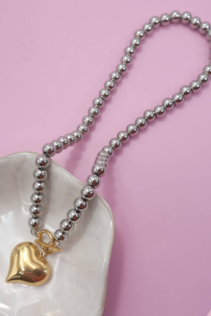 18K Stainless Steel Tarnish Free Waterproof Neck | 40NK9505: TWO TONE - The Edit LLC