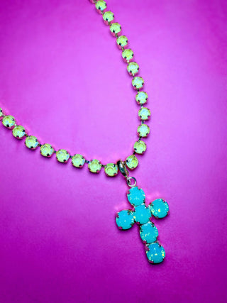 Lux Butter Yellow Stone Necklace - Removable Cross Gem Stones