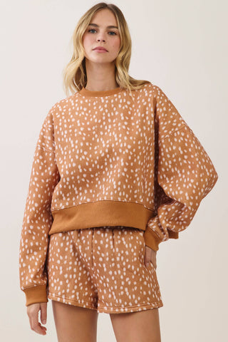 Spotted print Dropped Shoulder sweatshirt
