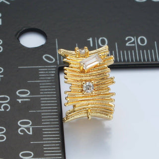 24K Gold Filled CZ Line Band Open Loop C-Shaped Hoop Earrings Findings | Z939 - The Edit LLC