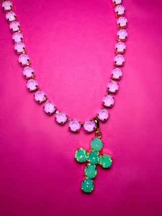 Lux Pink Gem Necklace - Removable Cross Gem