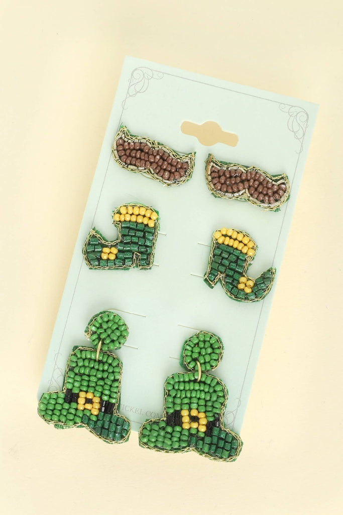 3 - Pair Saint Patrick's Day Assorted Earring Set - The Edit LLC