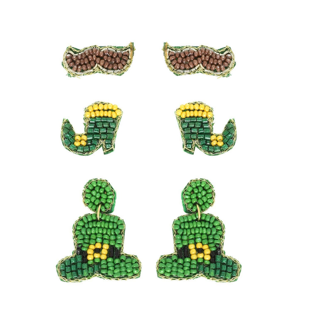 3 - Pair Saint Patrick's Day Assorted Earring Set - The Edit LLC