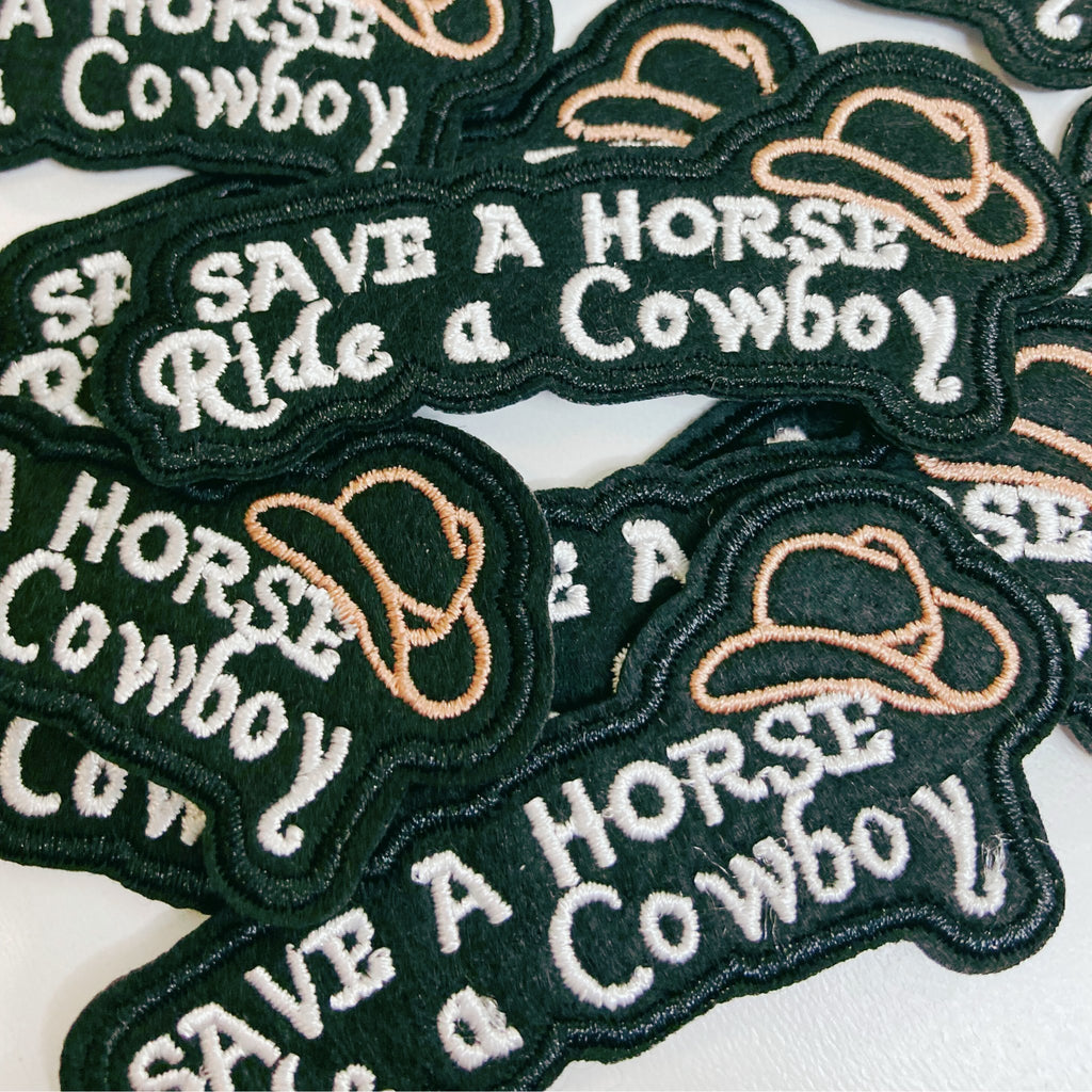 3" Save a Horse Ride a Cowboy - Embroidered Hat Patch: 3" Embroidered Patch - The Edit LLC