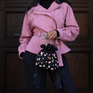 Starla Pink Vegan Leather Jewel Top Handle Pre
