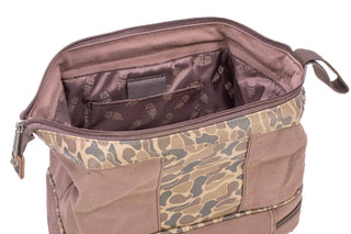 Turkey Brown Waxed Canvas Old School Camo Men's Toiletry Dopp Bag.: Brown/Tan