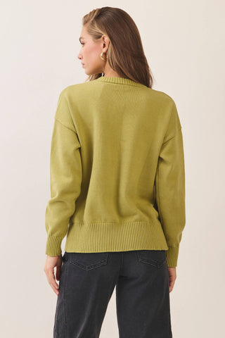 Green Flying Duck Intarsia Crew Neck Sweater