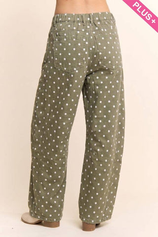 Plus - High-Waist Polka Dot Barrel Pants