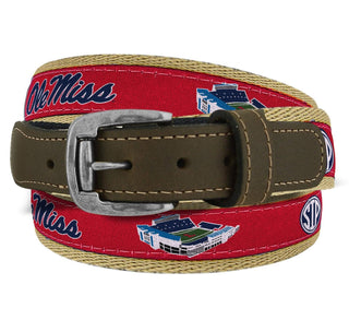 Ole Miss Rebels Men's Collegiate Stadium Collection Woven Ribbon Belt.: 36