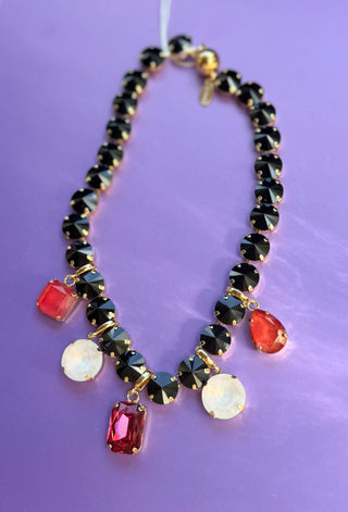 Lux Black Stone Necklace - Removable Gem Stones
