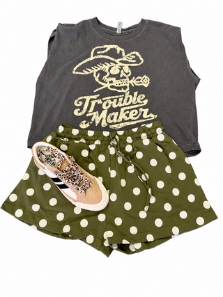 Olie Waist Elastic Band Polka Dot Shorts