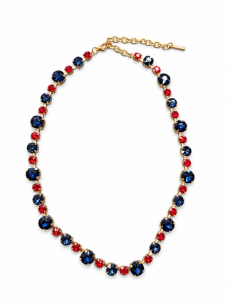 Red/Blue Custom Rhinestone Necklace - The Edit